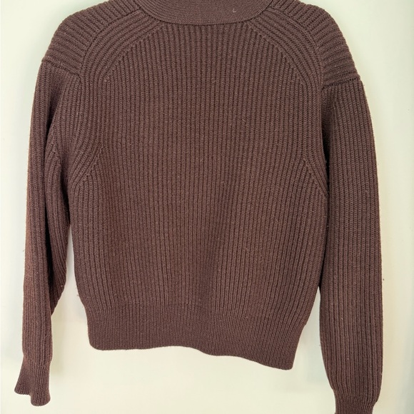 SAMSOE Wool Brown Ribbed Cardigan - Picture 2 of 3